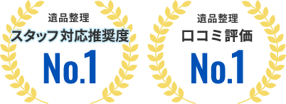 遺品整理スタッフ対応推奨度No.1遺品整理口コミ評価No.1